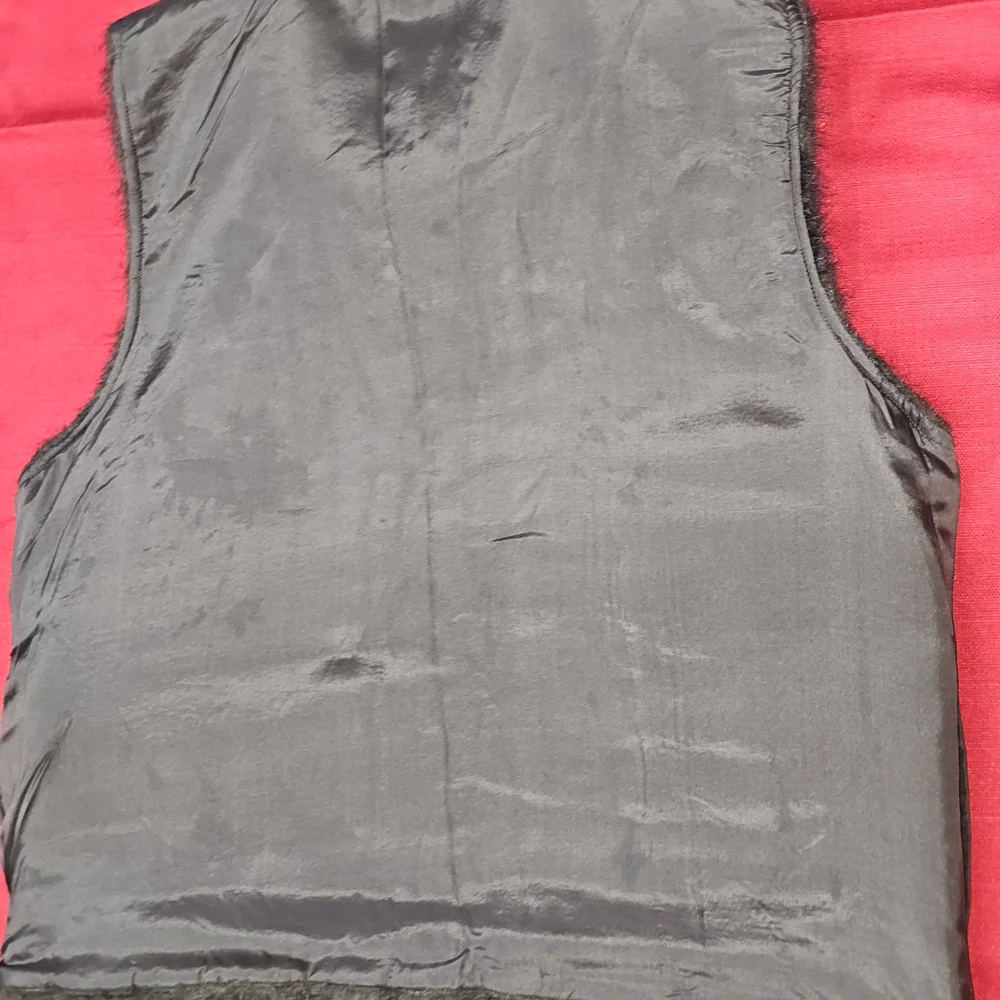 Atelier by‎ B.Thomas Fake Faux Fur Black Vest Size XL Reversible